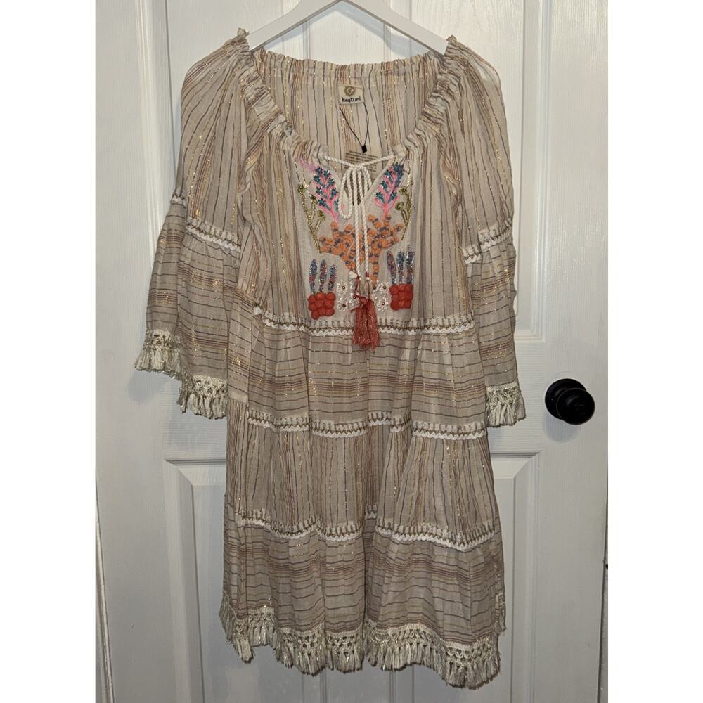 NEW KASTURI Womens Beaded Embroidered India BOHO Morocan Fringe OS‎ One Size